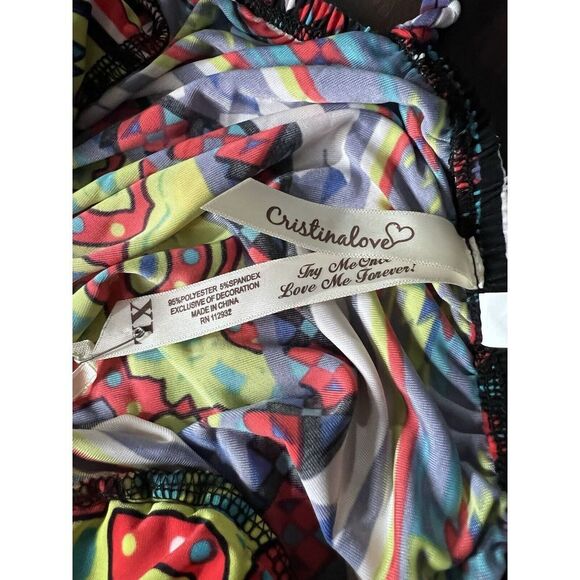 NWT Cristinalove Womens Printed Rope Spaghetti Strap Knee Length Dress‎ Padded - Picture 3 of 6